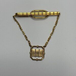 Vintage Swank Tie Clip Bar & Limp Chain Gold Antique‎ USA Made